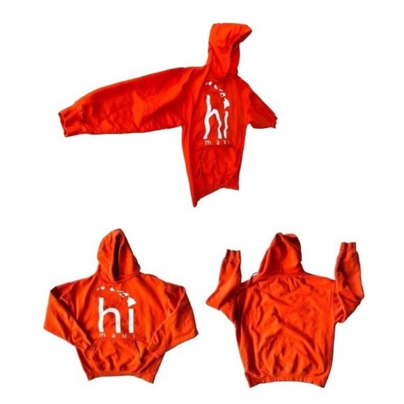 VTG Maui Hoodie Unisex Large Aloha Hawaii Orange Hooded Sweatshirt Hawai… - Picture 7 of 12